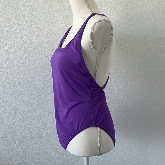 NWOT Purple One-Piece Criss Cross Back Swimsuit - Picture 3 of 8